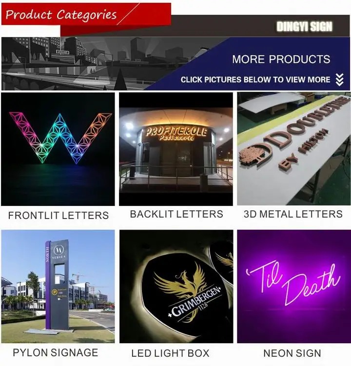 Custom Outdoor Waterproof Advertising LED Front-Light 3D Plastic Acrylic Letters